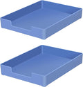 Letter-Size Tray, 2PCS A4 Plastic Stackable Paper Tray, Desk Drawer Organizer for Office, School, Home Storage, and Storage Containers for Christmas Ornaments, Gift Wrap, and Crafts (2x Blue)