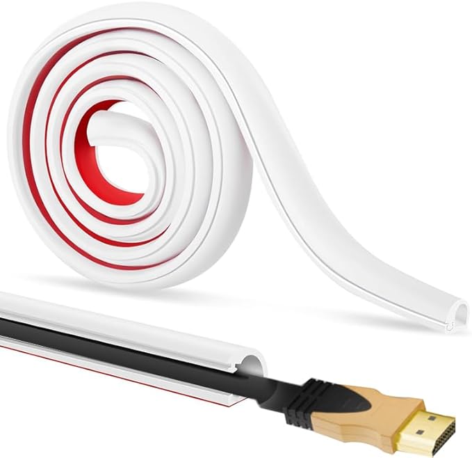 RPXRPXSide Open One Cord Cable Raceway Wire Cover for Cords, Our Cable Track is Best Suited for one Wire (Diameter <0.27"),Wire Raceway Management Cable Concealer Channel (White, 39in)