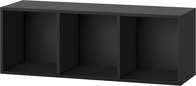IOTXY DIY Modular Cube Bookcase - CubeXY Customizable Stackable Expandable Basic Shelving Units, 3-Cube Wooden Open Bookshelf for Fabric Storage Bin Organizer, Black