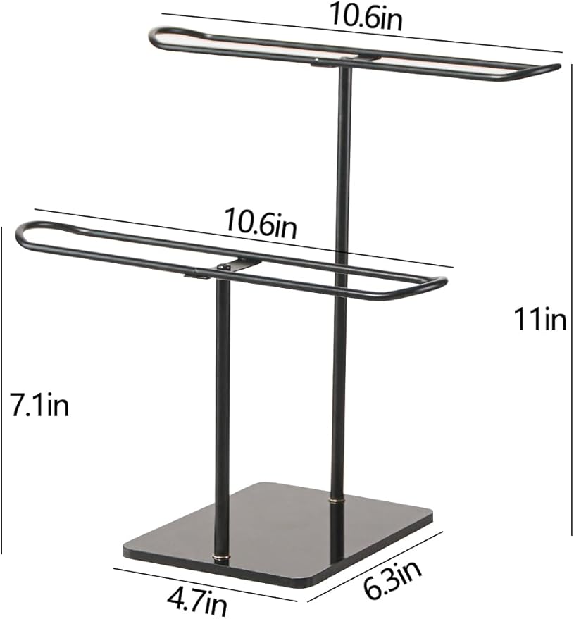 2 Tier Headband Holder,Metal Hair Band Organizer,Ear Diplay Stand,Hair Accessories Bracelets Bedroom College Dorm Decor for Girls Women (Black)