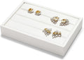 White PU Leather 3-Slots Jewelry Ring Display Tray Showcase Small Jewelry Display Organizer Tray for Rings(M)