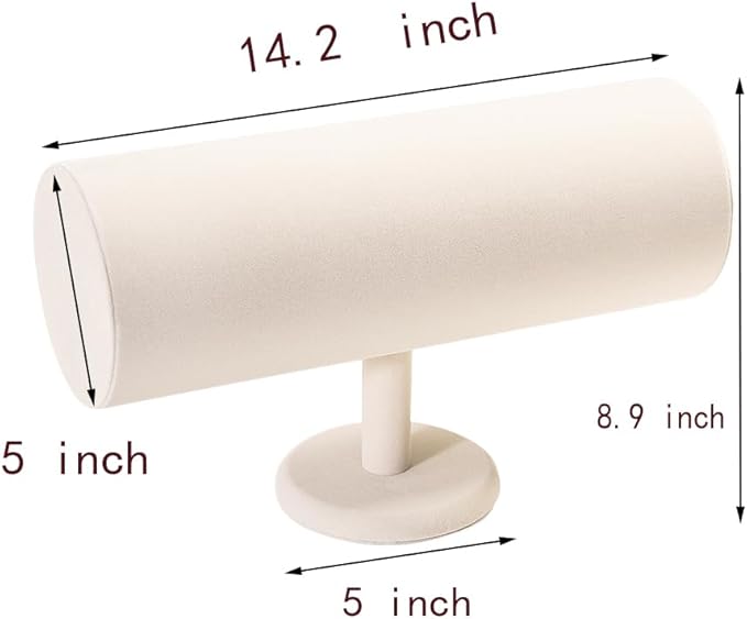 ByKen T-bar Headband Holder Organizer,Hair Band Ear Jewelry Accessories Display Stand for Girls(Beige Velvet)