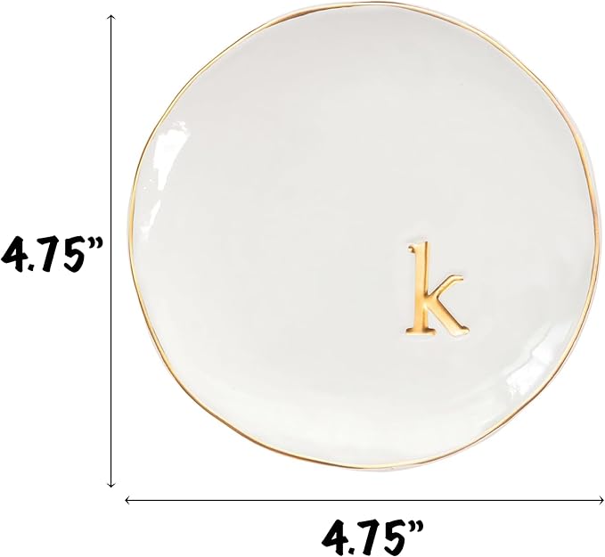 COLLECTIVE HOME - Ceramic Jewelry Tray, Decorative Trinket Dish for Rings Earrings Necklaces Bracelet Watch Keys, Birthday Mother's Day Christmas Gift for Women, 4.75", Glossy (k)