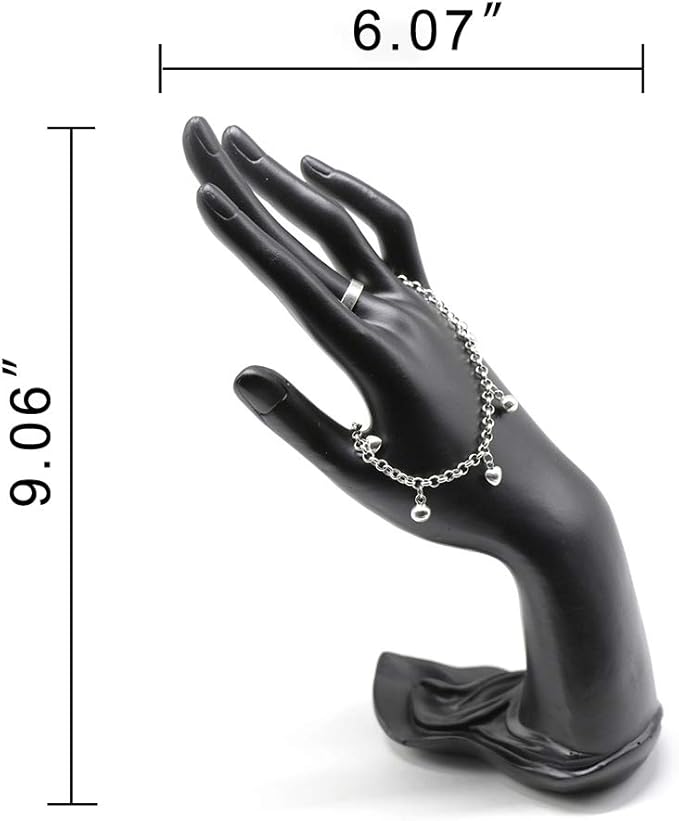 Resin Lotus Flower Ring and Bracelet Artcraft Hand Display Rack(Lotus Hand Model,Black)