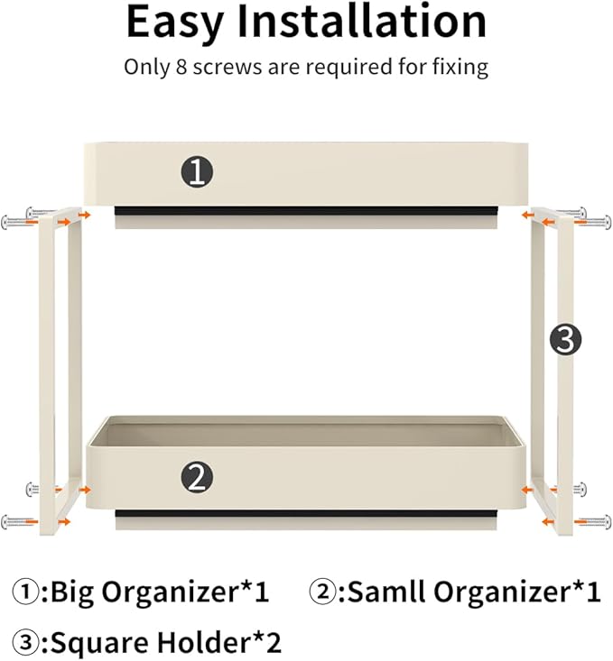 Metal Under Sink Organizerand Storage,2 Tier Pull-Out Cabinet Drawer Shelf Organizer, Bathroom Kitchen Multi-Purpose Under Sink Organizer and Storage Cabinet (Black, 1 PC)