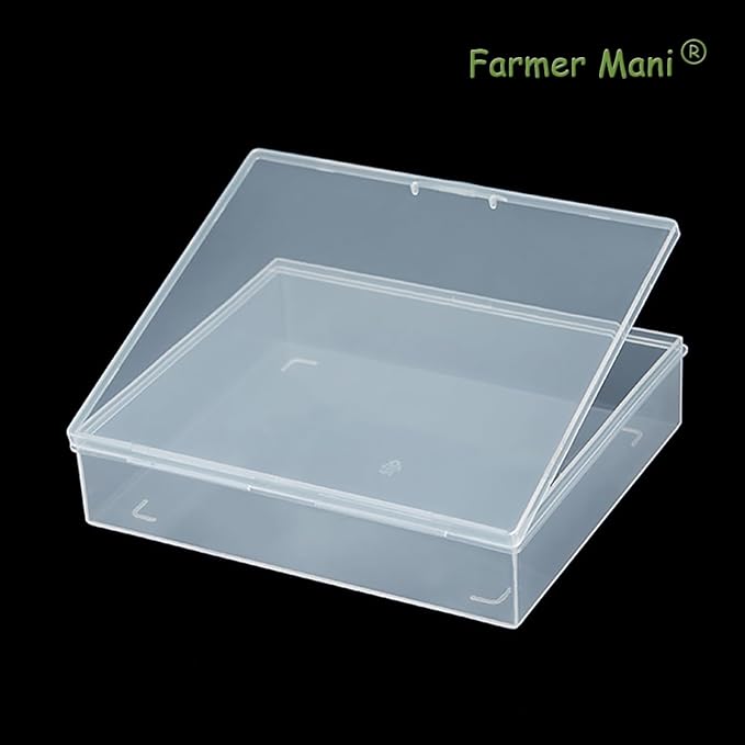 2 Packs Small Plastic Storage Containers (6.22x5.35x1.42 in), Clear Rectangle Bead Organizer Case with Lids for Crayons, Crafts, Beads Pencils Notebooks