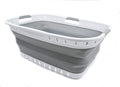 SAMMART 44L Collapsible Plastic Laundry Basket - Foldable Pop Up Storage Container/Organizer - Portable Washing Tub - Space Saving Hamper/Basket (1, White/Grey), Size: 25.4 x 17.3 x 10.2 inches