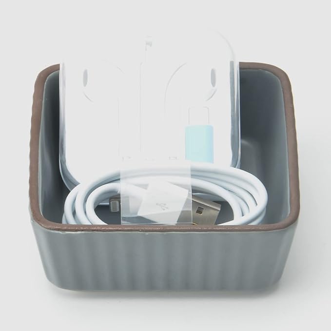 Ceramic Paper Clip Holder 2 PCS Set, Square Paper Clip Dispenser Organizer for Desk, Cute Office Binder Clip Holder Bobby Pin and Hair Clip Holder, Paper Clamp Holders Gift for Office, Dark Gray