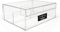 Isaac Jacobs 3-Compartment Clear Acrylic Organizer with Lid (6.7" L x 8.6" W x 3.4" H), Multi-Sectional Tray, Storage Solution for Makeup, School & Office Supplies (1 Large, 2 Medium)