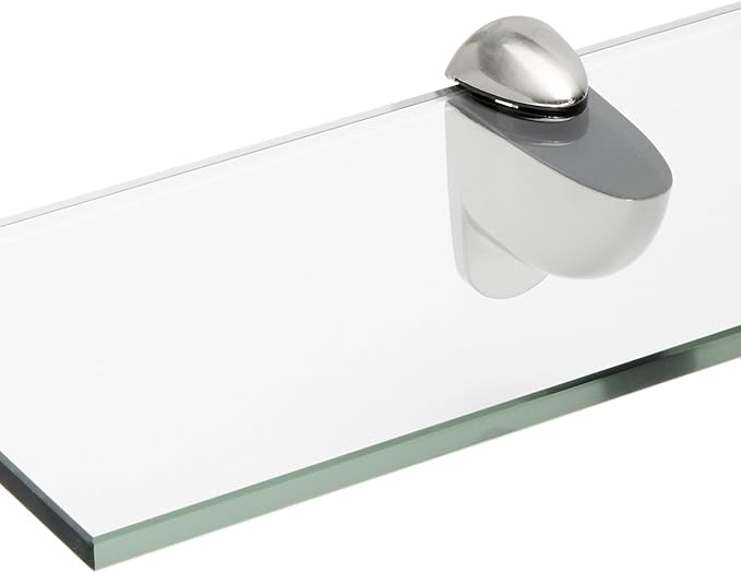 Spancraft Glass H-10x24-Brushed Steel Heron Glass Shelf, Brushed Steel, 10" x 24"
