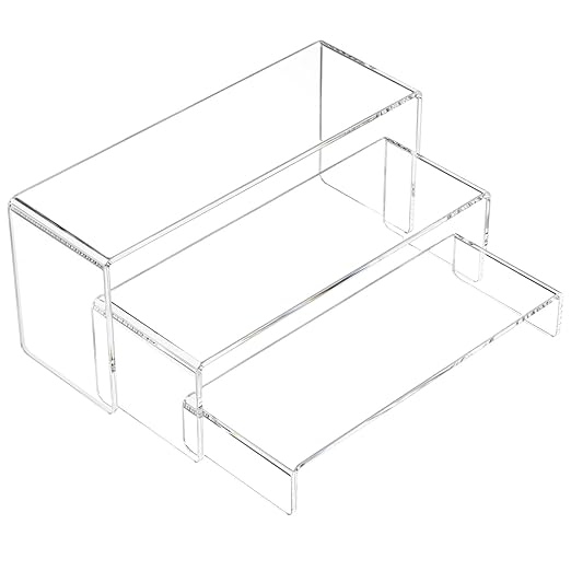 NIUBEE Acrylic Display Riser, 3 Pcs 9" Large Acrylic Risers, Clear Rectangular Stands for Candy Dessert Cupcakes, Collectibles Display Stands Shelf for Display for Funko POP Figures