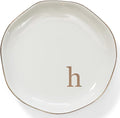 HOME SMILE Initials Ring Dish Jewery Tray with Personalized H-Monogrammed Engagement Wedding Gifts for Friends,Sister,Birthday Christmas Gifts for Women,Ceramic White