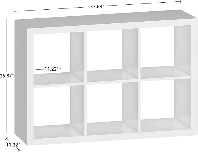 6 Cube Organizer, White Cube Storage Organizer with Fabric Bin, Cube Storage Shelf for Bedroom, Living Room, Office, Modular Bookshelf Organizer for Books, Closet