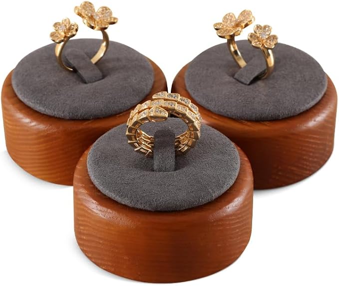 Ring Holder, Jewelry Display for Vendors,Wooden Ring Display,Premium Jewelry Holder,Beige Small Jewelry Stand