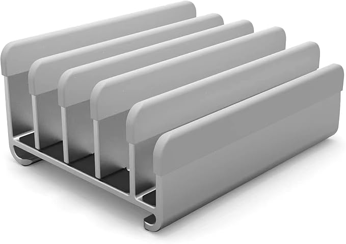 Elestoria Adjustable Laptop Stand - Fits 5 Devices, Modern Design, Tool Free Adjustment, Protective & Stable | Grey