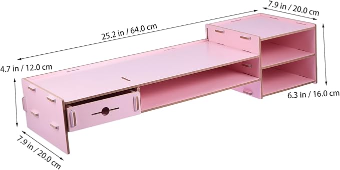 Angoily Creative Pink Monitor Riser Stand with Drawer Multifunctional Desktop Organizer for Office Desk Storage and Computer Display Elevation