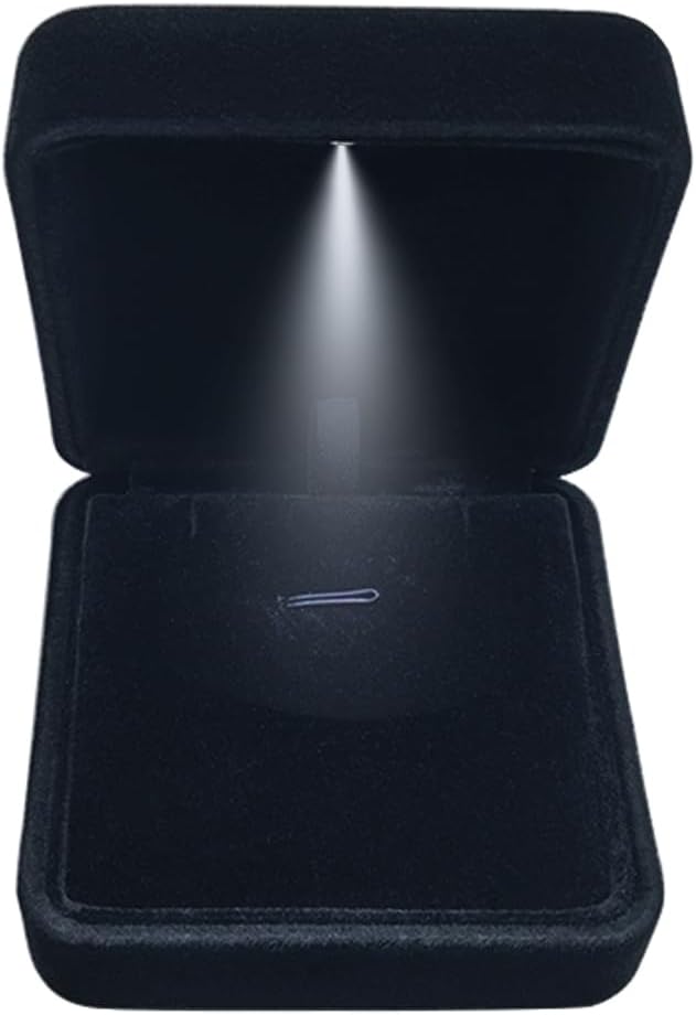 GBYAN Pendant Necklace Box with LED Light, Necklace Gift Box Velvet Jewelry Display Case for Proposal Engagement Wedding and Birthday,Black
