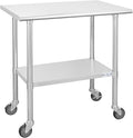 Hally Stainless Steel Table for Prep & Work 24 x 36 Inches with Caster Wheels, NSF Commercial Heavy Duty Table with Undershelf and Galvanized Legs for Restaurant, Home and Hotel