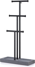 Love-KANKEI Jewelry Organizer Stand Metal & Wood Base and Large Storage Necklaces Bracelets Earrings Holder Organizer Gift Black and Weathered Grey