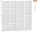 C&AHOME Cube Storage Organizer, 16-Cube Shelves Units, Plastic Storage Cubes, DIY Closet Organizer, Modular Closet Storage Shelves Ideal for Home, Bedroom, 48.4" L × 12.4" W × 48.4" H Milky UPCS16M