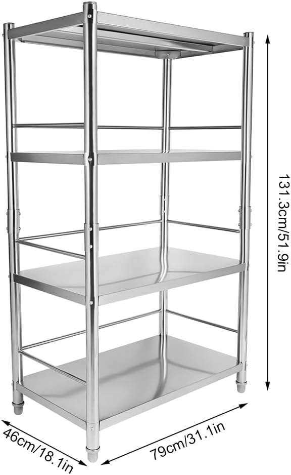 Storage Shelves, 4-Tier Wire Storage Shelves with Fall Protection Guardrail, UltraDurable Heavy Duty Steel Wire Rack Storage for Home & Garage Shelving