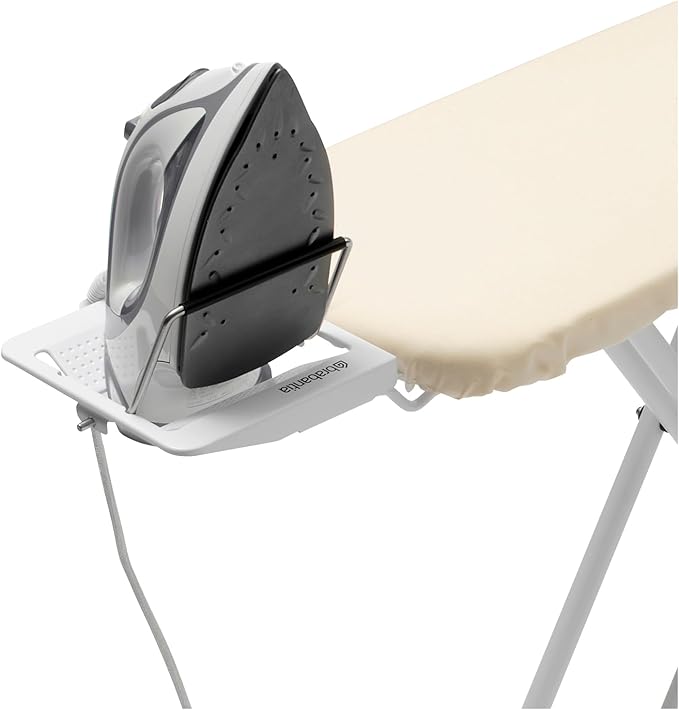 Brabantia Size A Compact Small Ironing Board (43x12 in) 7 Height Options, Adjustable Steam Iron Rest Holder (Fresh Breeze) Non-Slip Feet, Anti-Collapse Child Locks