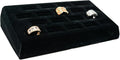 Novel Box 18-Slot Black Velvet Rings/Earrings/Cufflinks Holder Tray 8.25x4.5x1.75 Inches - Ring Holder Organizer for Selling or Personal Use - Jewelry Display Trays for Special Occasions