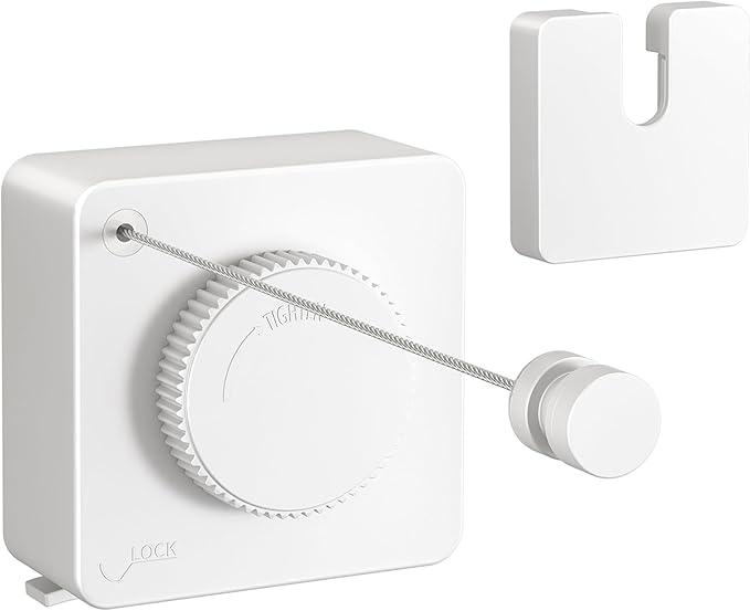JOOM Retractable Clothesline Heavy Duty Clothes Drying Laundry Line Wall Mounted Easy Hanging Clothes Drying Laundry Line Retracting Hanging Lock to Prevent Sagging (Square,White)