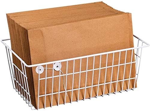Wire Storage Basket Freezer Organizer Bins Refrigerator Organization Storage Baskets with Handles for Pantry, Freezer, Laundry Room, Closets, Garage, Office, Bathroom, Set of 2