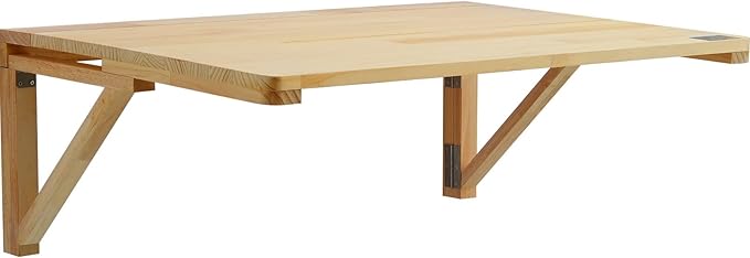VEVOR Wall-Mounted Folding Table, 31.5 x 23.62 inch, Wooden Drop Leaf Floating Desk with Iron Bracket for Small Spaces, Home Office, Dining, Laundry Room, Kitchen, Bar