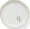 HOME SMILE Initials Ring Dish Jewery Tray with Personalized Q-Monogrammed Engagement Wedding Gifts for Friends,Sister,Birthday Christmas Gifts for Women,Ceramic White