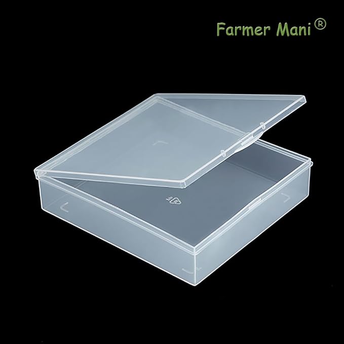 Clear Polypropylene Rectangle Beads Storage Containers Box (5.87 x 6.34 x 1.5 inch) with Lid for Collecting Small Items, Beads, Game Pieces, Business Cards, Crafts Accessories