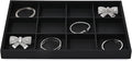 Black PU Leather Jewelry Display Flat Tray Ring Necklace Watch Organizer Display Tray (1 grid)