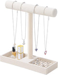Multi-Use Jewelry Holder Stand, Necklace Bracelet Ring Organizer Stand, Scrunchie Watches Velvet Jewelry Holder Stand With Tray for Women Home Use(Beige Color)