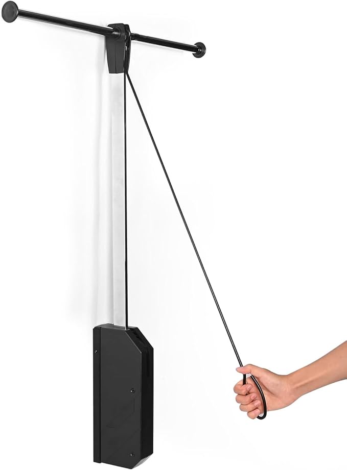 Pull Down Closet Rod, 26 Inch Soft-Close Buffering Clothing Organizer, Stainless Steel Back Mounted Closet Rod for Hanging Clothes Space-save in Tight Spots, Holds Up to 22lbs