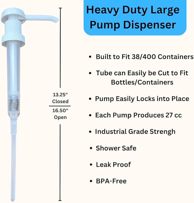 Heavy Duty Pump Dispenser for Gallon Jugs (1oz/2-Pack) Leak Proof Pump Dispenser for Shampoo, Laundry Detergent, Liquid, Water, Popcorn Butter, Snow Cone Syrup, Oils, 1 Gallon BPA-Free Dispenser
