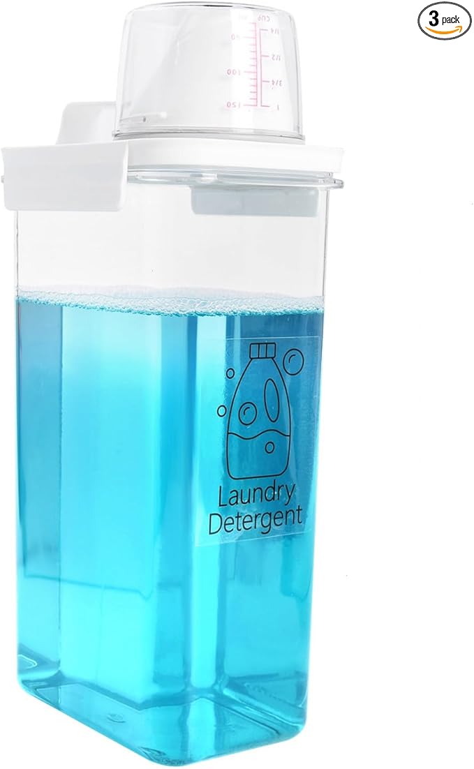 Laundry Detergent Dispenser 3 Pack Laundry Soap Dispensers 78 oz Liquid Detergent Dispenser for Room Organization with 6 Removable Labels for Softener Bleach Powder Soda etc
