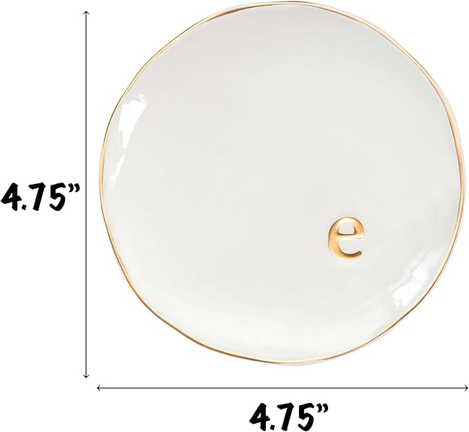 COLLECTIVE HOME - Ceramic Jewelry Tray, Decorative Trinket Dish for Rings Earrings Necklaces Bracelet Watch Keys, Birthday Mother's Day Christmas Gift for Women, 4.75", Glossy (e)