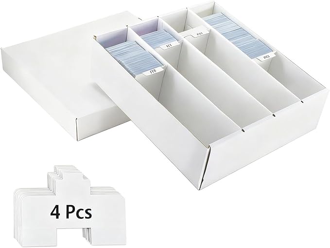 Trading Card Storage Box with 4 Cards Stoppers, 3200 Count Cardboard Storage Box for Sports, Tcg, Mtg, Standard Card, Bulk Collectible Trading Cards (1-Pack)