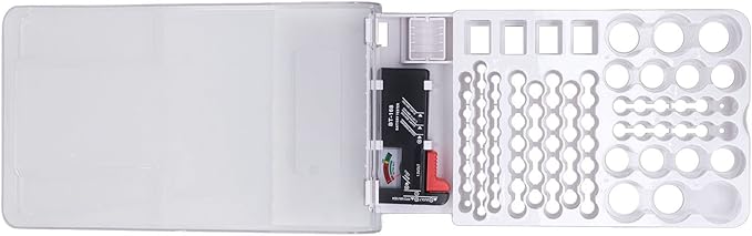 Battery Organizer, Battery Holder Box Holds, Large Capacity Battery Storage Box Organizer Soft Padding for Home Office Workshop 12.2 * 6.85 * 2.36 in