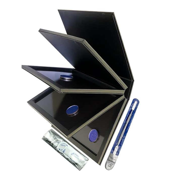 Strong 4 Layers Empty Magnetic Palette Book Palette+1pcs Makeup Depotting Spatula+50pcs Round Metal Stickers+50pcs Square Metal Stickers