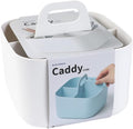BLUE GINKGO Small Stackable Organizer Caddy – Korean-Made Portable Tote for Bathroom, Office, Crafts, or School Supplies (Square, White)