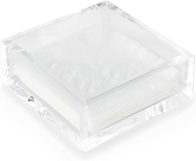 Huang Acrylic Clear Square Paper Napkin Holder | For Cocktails, Hosting, Picnics, Weddings, Parties | Long Lasting Premium Acrylic Construction