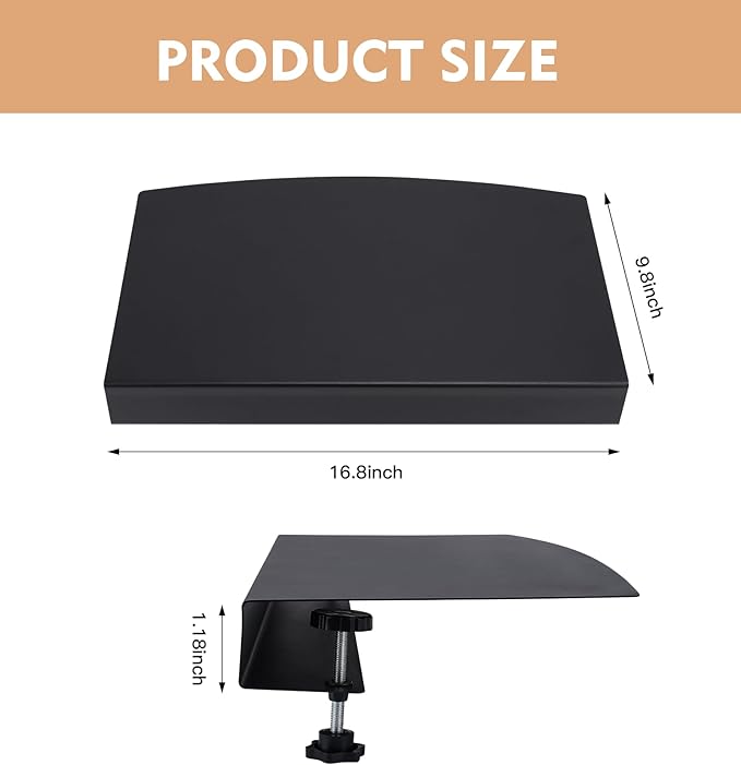 17 inch Corner Desk Connector Platform for Mounting Under-Desk Keyboard Trays on L-Shaped Workstations,Platform Extender Attachment (Black)