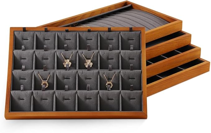 Jewelry Trays, Wood Nightstand Tray,Luxury Jewelry Organizer Drawer,Grey Flat Jewelry Display For Vendors,Ring,Bangle,Watch,Necklace