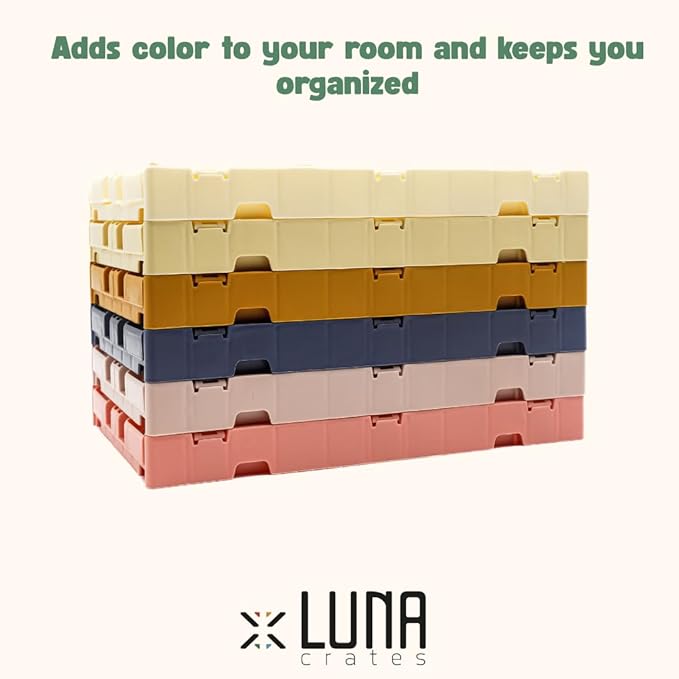 Collapsible Storage Box, Foldable Crate Organizer Bin with Handle, Stackable Crates for Home Organization (Pastel, 4L - 6-Pack)