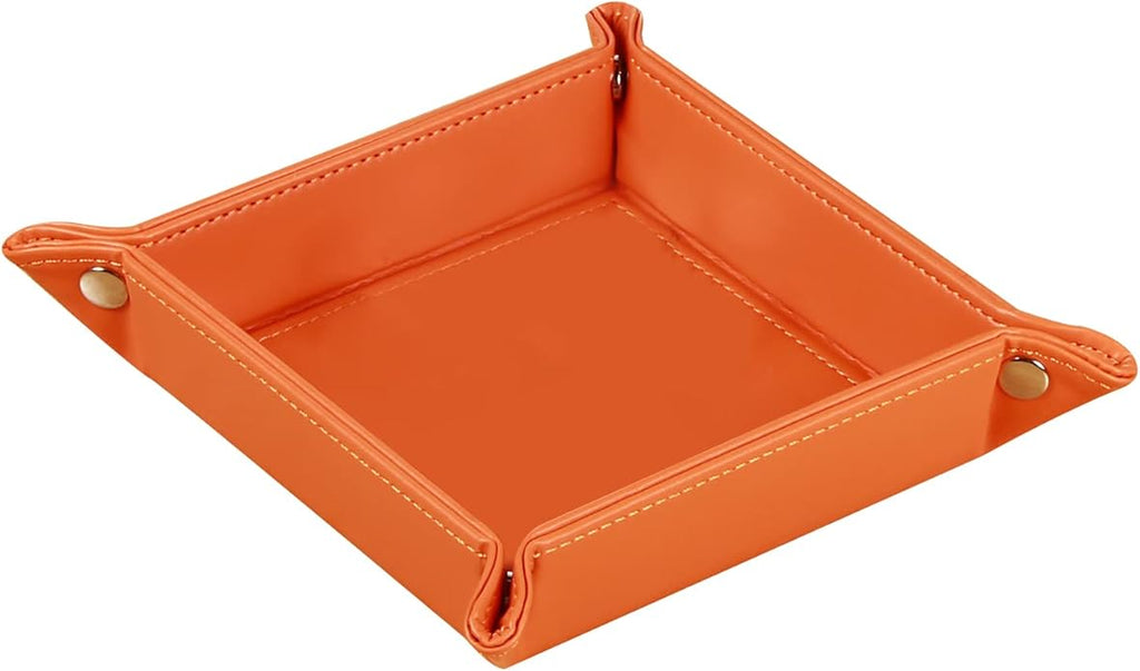 YAPISHI Key Dish Bowl for Men, Entryway Catchall Holder Bedside Table Valet Tray for Pocket Stuff, PU Leather Nightstand Organizer for Dice/Coins/Wallet/Watch/Rings/Sunglasses, Dresser/Coffee Table