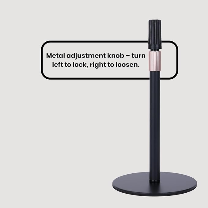 Adjustable Wig Head Stand – Matte Black Metal, 11" to 17.5" Height, Works with Foam or Canvas Heads, Nail Practice Hand & More. Sturdy Non-Slip Base, Easy to Set Up (Frosted Black)