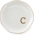 Initials Ring Dish Jewery Tray with personalized C-Monogrammed Gifts Wedding Engagement for Women Friends sister,Ceramic White