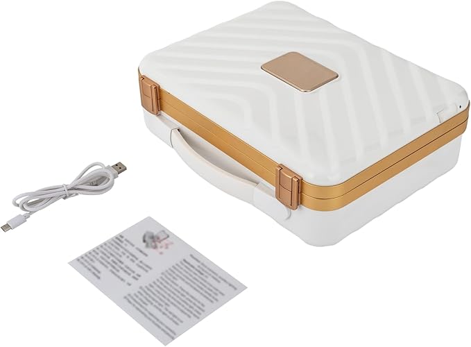 Portable Makeup Box, 11.42 * 3.54 * 8.66 In Travel Makeup Train Cases Cosmetic Organizer Portable Make Up Storage Box with Led Mirror for Makeup Artists Hair Stylists Nail Technicians (White)